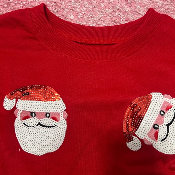 Red Santa Claus Sweater Top Oversized Long Sleeved - Picture 2 of 9